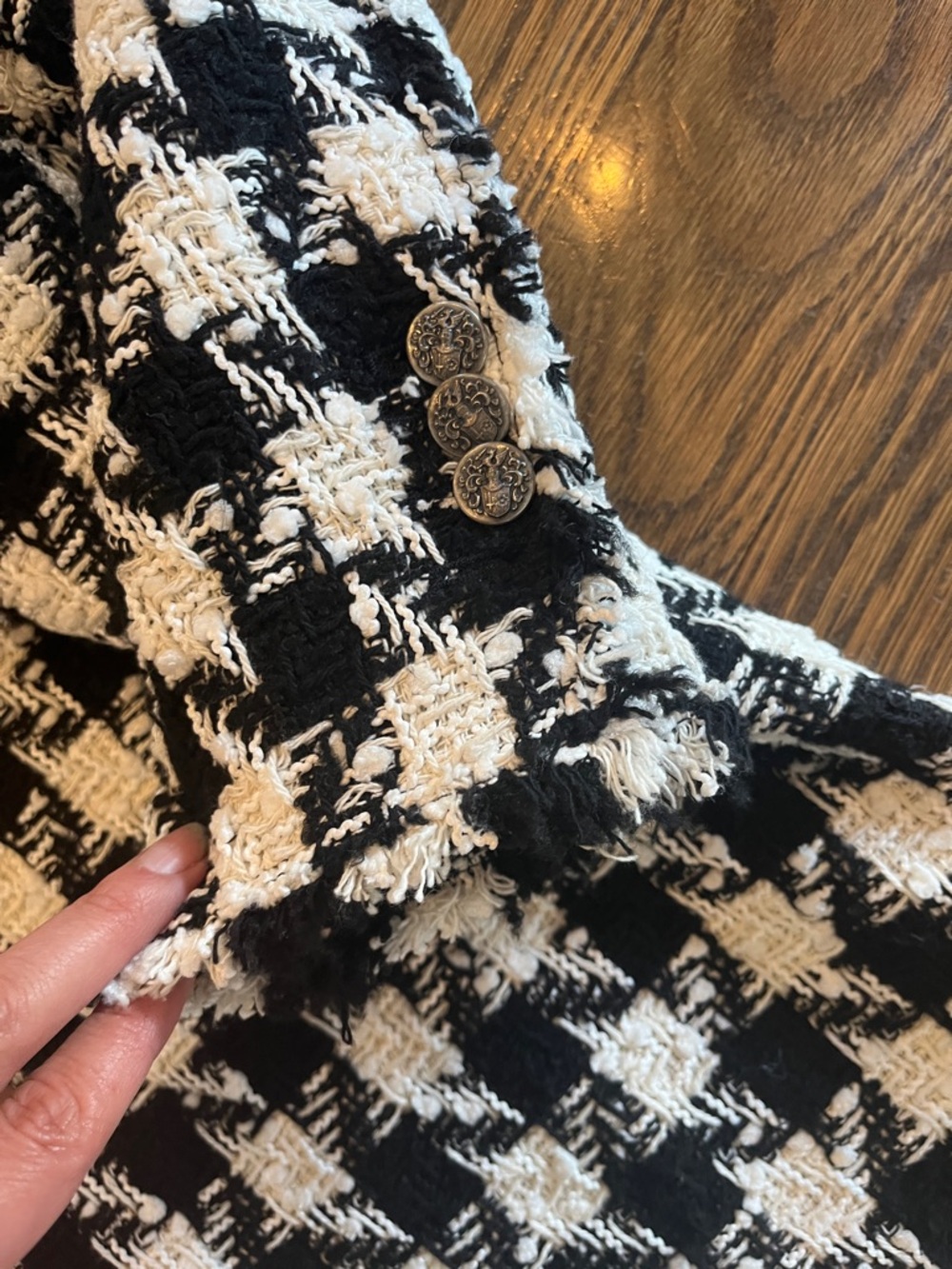 ZARA L Black & White Houndstooth Coat - Womens Jacket - Picture 4 of 4